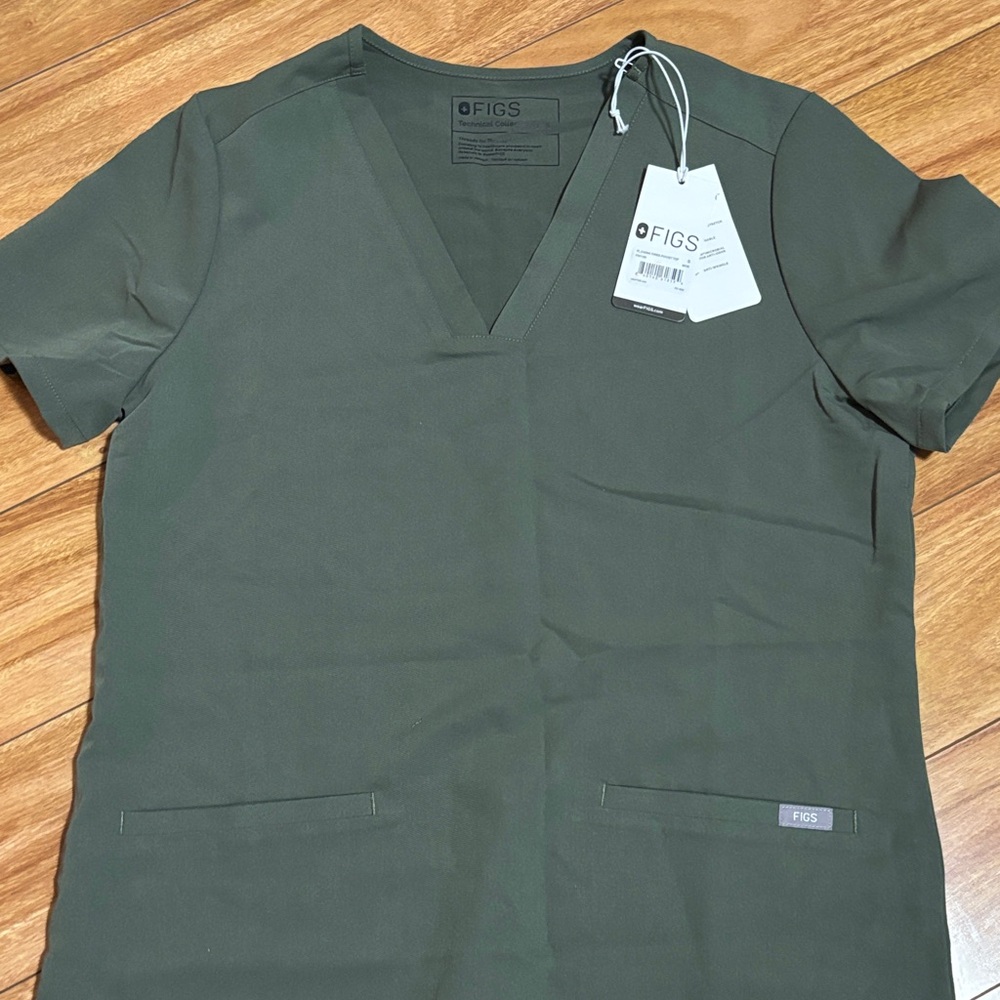 Figs short Sleeve Scrub Top small olive green